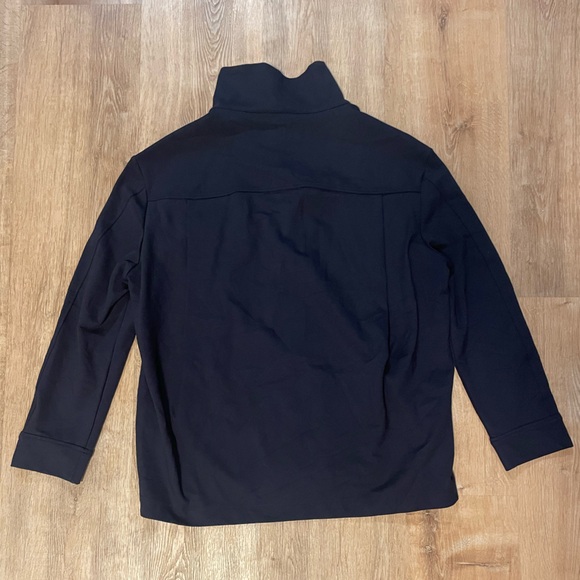 COS Buttoned Funnel-Neck Top - Blue - Picture 7 of 11